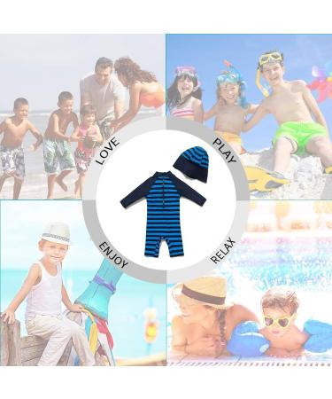 UPF 50+ Baby Boy Swimwear Set with Sun Hat | Infant One Piece Zip Swimsuit for Sun Protection | Navy, 6-9 Months - Buy Online on GoSupps.com