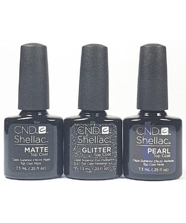 CND Shellac Alluring Top Coat Trilogy Matte Pearl-Glitter