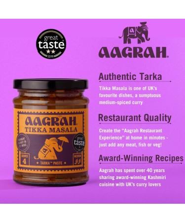  Aagrah Aagrah Tikka Masala Tarka Indian Curry Sauce - Authentic Restaurant Recipe Base - Medium Heat - 270g Jar for 3-4 People - 3 Pack - Buy Online on GoSupps.com