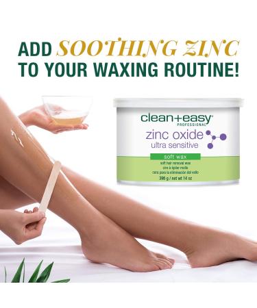Clean + Easy Zinc Oxide Ultra Sensitive Hair Removal Soft Wax 14oz - Gentle Hair Removal for Delicate Skin - Buy Online on GoSupps.com