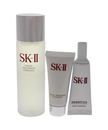 SK-II Pitera Aura Kit - Unisex Facial Treatment Essence & Cleanser Set | 3 Pc Multicoloured | International Shipping - Buy Online on GoSupps.com