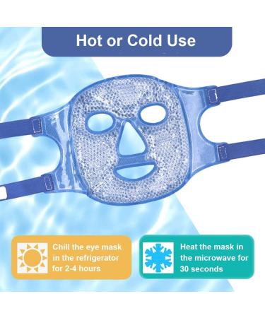 NEWGO Cooling Eye Mask - Hot & Cold Therapy Gel Beads - Migraine Relief, Puffy Eyes, Sinus Pain, Acne Headaches - Dark Blue - Buy Online on GoSupps.com