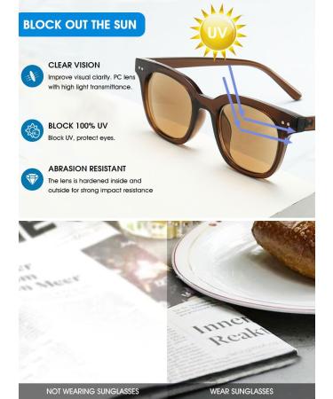 Vevesmundo Sun Reading Glasses with Blue Light Filter | Unisex Rectangular Sunglasses | Brown Frame & Lentils | Visual Aid Strength 3.5x - Buy Online on GoSupps.com