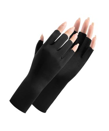 1 Pair Uv Glove for Gel Manicures Uv Protection Gloves UPF50+ Uv Nail Gloves Fingerless Manicure Gloves Uv Protection for Skin Care Protect Hands from UV Harm Black Uv Gloves for Gel Manicures