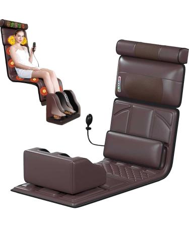 CRBudy full body massage agent with heating 10 vibration engines and 3 heating cushions vibration mat for home use for relaxing the neck back lumbar and calfmu brown with foot massage