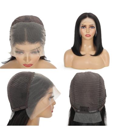10 Inch Bob Wig Human Hair - 13x4 Lace Frontal Wig for Black Women | Pre Plucked, 150% Density, Natural Color - HD Transparent - Buy Online on GoSupps.com