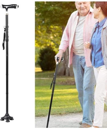 Canes Elderly Walking Stick Led Light Aluminum Alloy Telescopic Foldable Anti-Slip Four-Legged Elderly Crutches Handle Cane Walking Stick for Quick Disassembly Easy to Operate Made in China Smooth - Buy Online on GoSupps.com