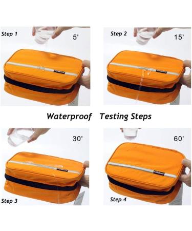 Hanging Waterproof Toiletry Bag | Jiemei Travel Wash Bag for Men & Women | 4 Compartments, Foldable & Compact | Super Durable Fabric | Orange M - Buy Online on GoSupps.com