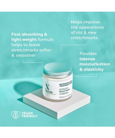 NUTURE Stretch Mark Cream Nourishing Cream For Body Skin Care 100ml Quickly Absorbed Contains Shea Moisture Collagen Cica Extract Coconut Oil & Centella Firmer Toned Skin - Buy Online on GoSupps.com