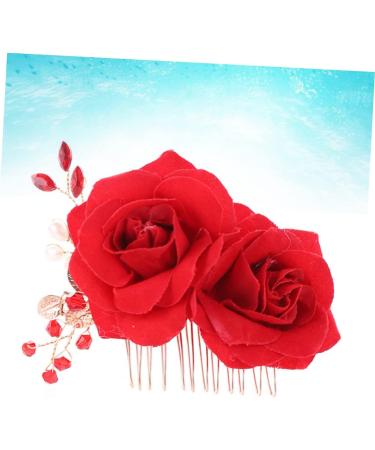 Housoutil 1pc Teasing Combs for Women Hair Clips Classic Hair Comb Hair Accessories for Women Wedding Barrettes for Women Wedding Hair Clip Bridal The Flowers Flower Head Miss Red - Buy Online on GoSupps.com