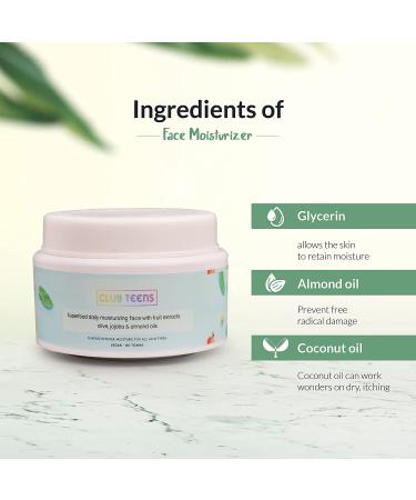 Jesica Vegan Face Moisturizing Cream for Teens - Organic Rejuvenating Formula with Glycerin Coconut & Almond Oil - 50 GM - Buy Online on GoSupps.com