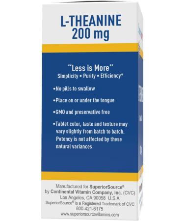 Superior Source L-Theanine 200 mg - MicroLingual Instant Dissolve Tablets | Promotes Relaxation & Restful Sleep | Non-GMO | 100 Ct - Buy Internationally - Buy Online on GoSupps.com