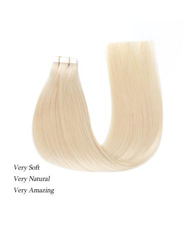 ABH AmazingBeauty Blonde Tape in Human Hair Extensions - Platinum Ash Blonde 20 Inch 60 - 20pcs of Remi Glue Skin Weft Tape, Invisible & Reusable - Buy Online on GoSupps.com