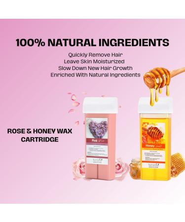 Honey-Rose Roll On Wax Kit for Hair Removal | Sensitive Skin Roller Wax Warmer for Men & Women | Includes 100 Wax Strips & 10 Wipes - Buy Online on GoSupps.com