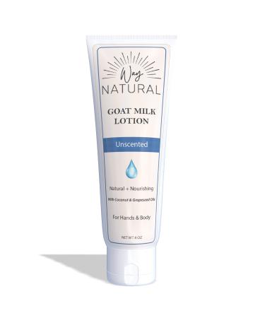 Goat Milk Lotion Unscented - Creamy Dry Skin Relief - Coconut Oil and Real Goat Milk - Hand Cream for Women and Men/Body Lotion - 8oz Tube Unscented (8oz Tube)