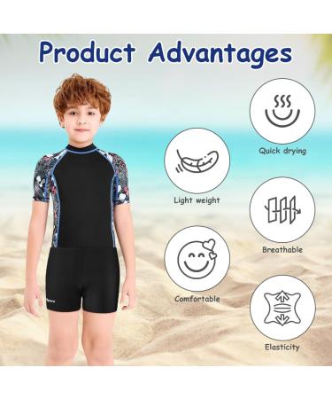 Buy Aomig Quick-Drying Swimming Trunks for Kids Black Resort Swim Shorts with Adjustable Cord (7-8 Years) - Buy Online on GoSupps.com