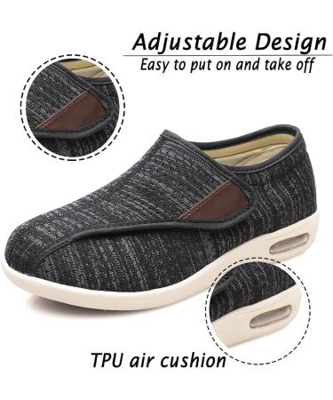 JBTNBX Women's Diabetic Shoes Wide Width with Adjustable Closure | Lightweight Support Walking Sneakers for Elderly | Ideal for Edema, Plantar Fasciitis, Swollen Feet | Size 8, Black/Gray - Buy Online on GoSupps.com