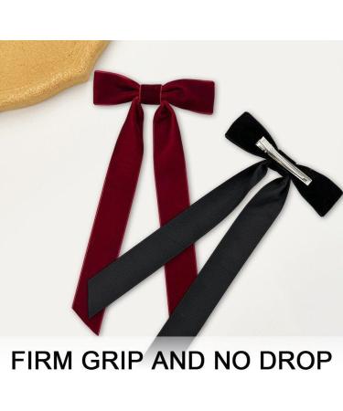 4pcs Velvet Bow Hair Clips Bow Hairpins Ponytail Holder Hair Bow Clips with Long Tail Bowknot Barrette for Kids Girls Women - Buy Online on GoSupps.com