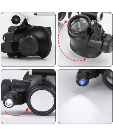 8X/15X/23X LED Magnifier Glasses Two LED Lights Adjustable LED Lamp Head Magnifying Glasses Household Tools - Buy Online on GoSupps.com