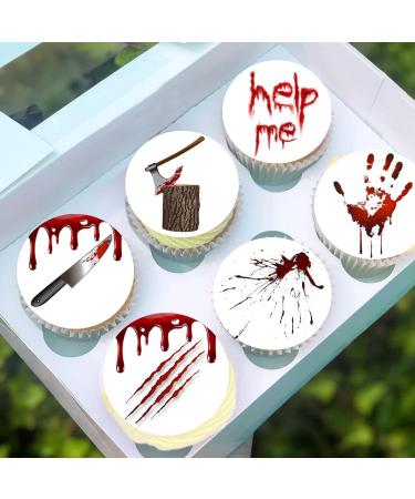 24 x Pre-Cut Bloody Set Edible Stand up Wafer/Rice Paper Cupcake Toppers Halloween Birthday Party Cake Decorations - Buy Online on GoSupps.com