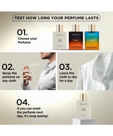 BELLA'VITA Pure Musk Eau De Parfum Perfume with Lily of the Valley Sandalwood and Tonka|Premium Long Lasting Woody Floral Fragrance for Men & Women 100 ML - Buy Online on GoSupps.com