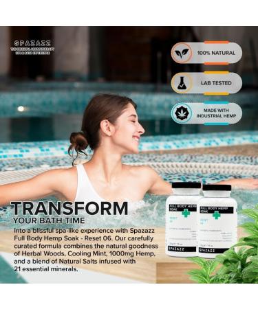 Spazazz Full Body Hemp Soak 1000mg - Aromatherapy Bath Salts for Spa & Hot Tub - 538g/19oz - Buy Online on GoSupps.com