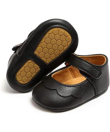 MASOCIO Baby Girl Mary Jane Shoes | Anti-Slip First Walking Shoes 6-12 Months - Black - Buy Online on GoSupps.com