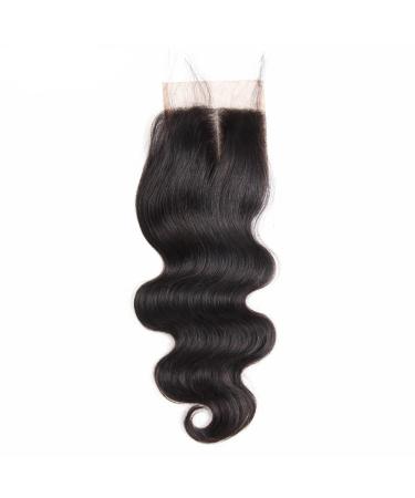 Mila Real Hair Lace Closure (4 " 4") Middle Part Body Wave Brazilian Virgin Hair Human Remy Hair Lace Closure Natural Black Hair 20 "/50cm Lace Closure Middle Part 20 inch
