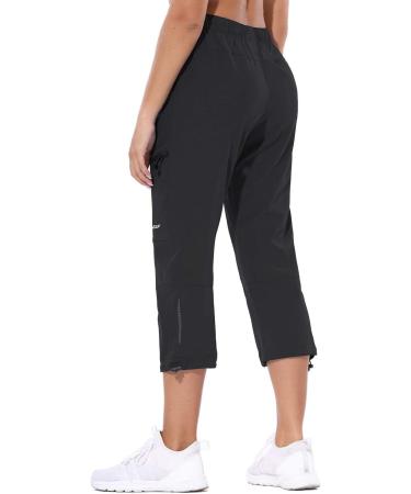 BALEAF Women's Hiking Cargo Capris - Water Resistant UPF 50 Outdoor Pants with Zipper Pockets - Black - Large - Buy Online on GoSupps.com