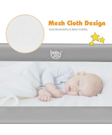 BABY JOY Toddler Bed Rail 59-Inch Grey Swing Down Safety Guard for Crib, Twin, Double, Full, Queen & King Size Mattress - Buy Online on GoSupps.com