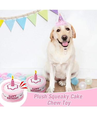Dog Birthday Bandana Set with Hat and Squeaky Cake Toy - Perfect Party Supplies Gift for Small, Medium, Large Dogs - Pink Cream Cake Design - Buy Online on GoSupps.com