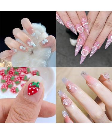 Shop 100pcs 3D Pink Red Strawberry Flower Nail Charms - Camellia Rose Butterfly & Resin Accessories for Stunning Nail Art Designs - Buy Online on GoSupps.com