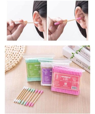 Jihuoo 200pcs Double-Head Cotton Swabs - H lze Handle Ear Cleaning & Makeup Cotton Buds - Pink Quality Cotton Toppers for All Uses - Buy Online on GoSupps.com