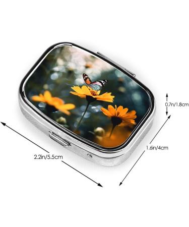 Flowers and Butterfly 2 Compartment Pill Case | Cute Travel Pill Organizer for Purse | Ideal Gift - Buy Online on GoSupps.com