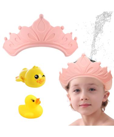 BDSHUNBF shower hood children hair washing child protection baby adjustable shampoo protection crown hair washing shampoo shield baby comes with a pinchable duck and a floating duck (pink)