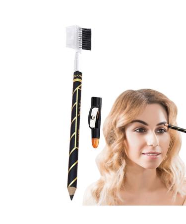 Thin Pencil | Long Lasting Barber Pencil for Alignment | 2-in-1 Eyeliner for Beard Style Fill Integrated Sharpener and Brush for Shaping Face Hulzogul Black / Black