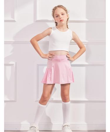 Arshiner Girl's Sport Skirts with Shorts | Athletic Pleated Skort | Light Pink | Size 6-7 Years - Buy Online on GoSupps.com