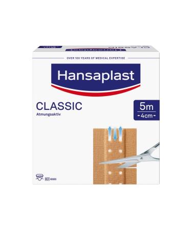 Hansaplast Classic Pflasters (5 m x 4 cm) cutable wound plasters with extra strong adhesive power flexible and breathable bandage material 1 piece (1 Pack) 5m x 4cm