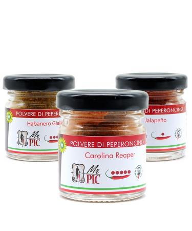 Tris Chili Powders Mr Pic Carolina Reaper, Yellow Habanero and Jalapeño 15g x 3