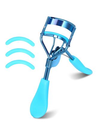 Ruibow Eyelash Curler for Women Lash Curler with 3 Refills Pads Eye Lash Curler Practical Eye Lash Curlers Cosmetic Tool Women Eyelash Curler to Curled and Lash Eyelashes (Blue)