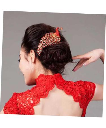 DOITOOL Peacock Crown Hair Comb Pearl Hair Clip Bridal Hair Combs Hair Teasing Comb Prom Headpiece Hair Side Combs Womens Hair Clips Rhinestone Red Wedding Accessories Bride - Buy Online on GoSupps.com