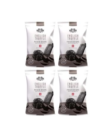 Made For Drink English Truffle Potato Crisps - Premium Bar Snacks | In Partnership with English Heritage | Hand Cooked 100% Yorkshire Grown Potatoes | Suitable for Vegetarians - 4 x 40g Gift Set English Truffle Crisp | 4 x 40g Gift Set
