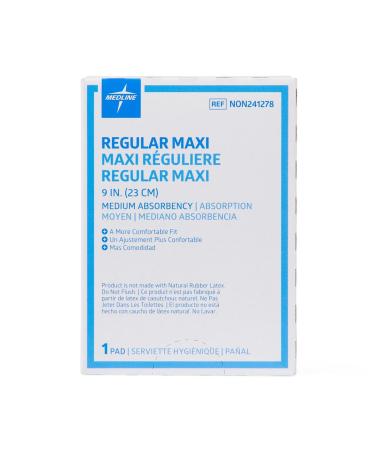 Medline Maxi Adhesive Sanitary Pads - Medium Absorbency - 9 Inches Long - Individually Packaged - Buy Online on GoSupps.com