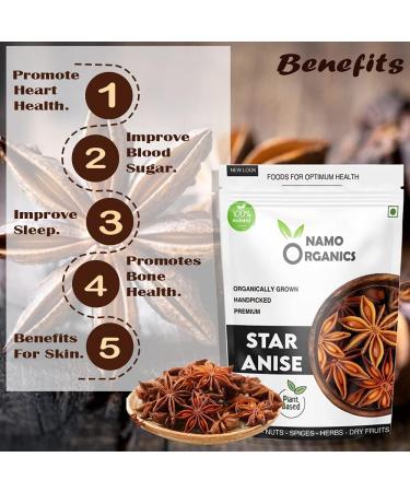 Indian Natural Grocery NAM Organics Whole Star Anise (Chakri Phool) - 200 Gm - Aromatic & Natural Whole Spices - Buy Online on GoSupps.com