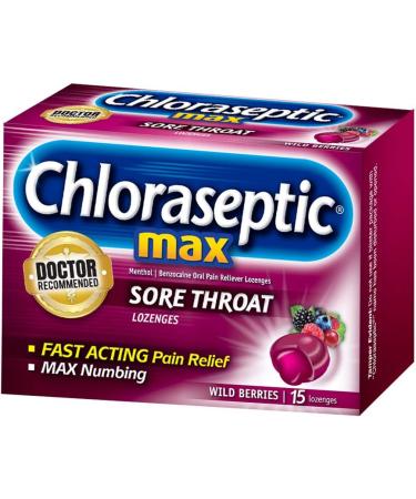 Chloraseptic Max Sore Throat Lozenges Wild Berries - 15 Count - Buy Online on GoSupps.com