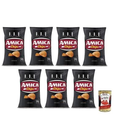 Italian Gourmet E.R. Amica Chips 7-pack BBQ potato sauces with barbecue sauce crispy and delicious savory snack gluten-free 50g bag + 400g Italian Gourmet Polpa di Pomodoro box