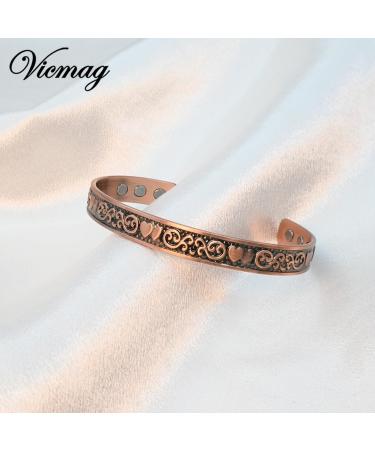 Vicmag Copper Magnetic Bracelet for Women - 99.99% Pure Copper - 6X Ultra Strength Magnets - Adjustable Size - Gift Box Included - Buy Online on GoSupps.com