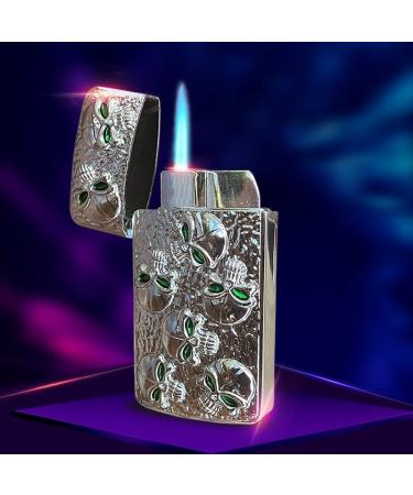 2 (Pcs) Metal Skull Jet Torch Lighter Refillable Butane and Adjustable Lighters Jet Flame Windproof Lighter Birthday Outdoor BBQ Candles (No Methane Gas) - Buy Online on GoSupps.com