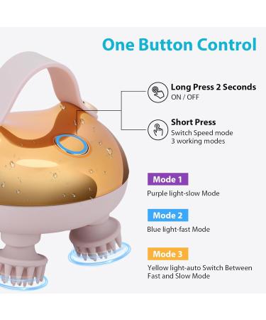 Juchrzey Hand Hair Massager - 8 Silicone Heads Scalp Knet Vibration IPX7 Waterproof - Boost Hair Growth & Relaxation - Buy Online on GoSupps.com