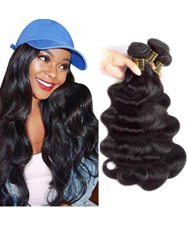 QTHAIR 12A Grade Brazilian Virgin Hair Body Wave Natural 100% Unprocessed Virgin Brazilian Body Wavy Human Hair Weave 3 Bundles 20" 18" 16" 300g Brazilian Body Wave Human Hair Extensions 16" 18" 20" Hair Bundles